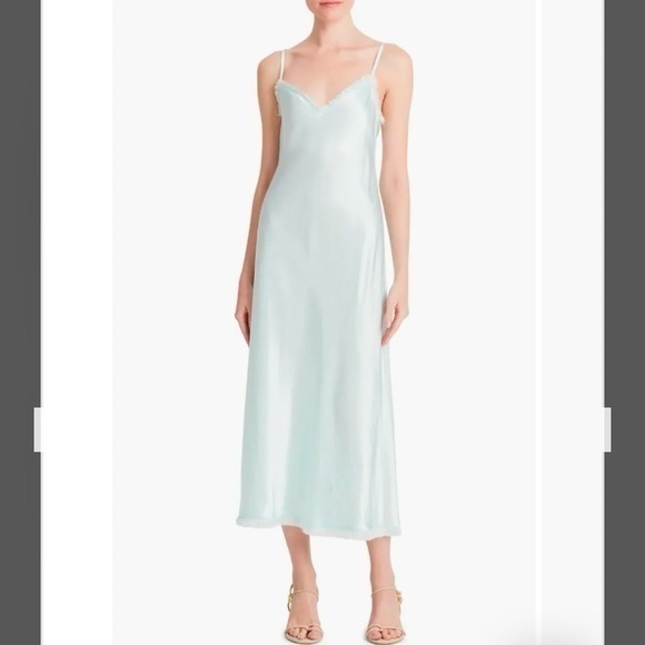 Vince Dresses & Skirts - Vince Fray Edge Satin Slipdress in Sea Star Size XS